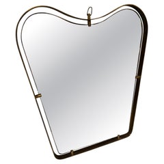 Italian Brass-Framed Organic Mirror with Aged Glass, 1950s