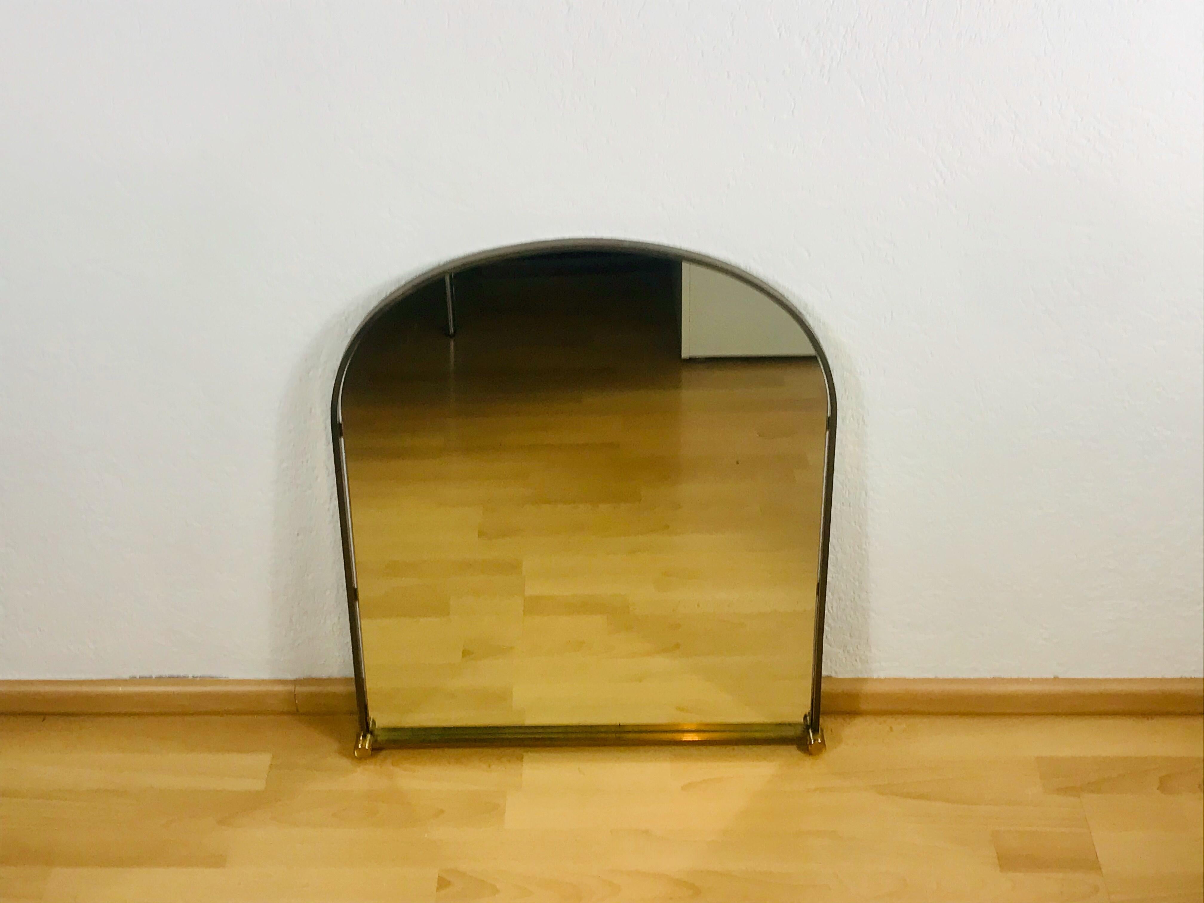 Italian Brass Framed Rectangle Wall Mirror, 1960s, Italy In Good Condition In Hagenbach, DE