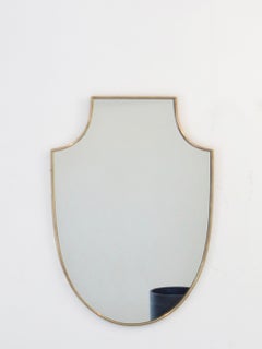 Italian Brass Framed Shield Shaped Vintage Wall Mirror