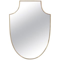 Italian Brass Framed Shield Shaped Vintage Wall Mirror