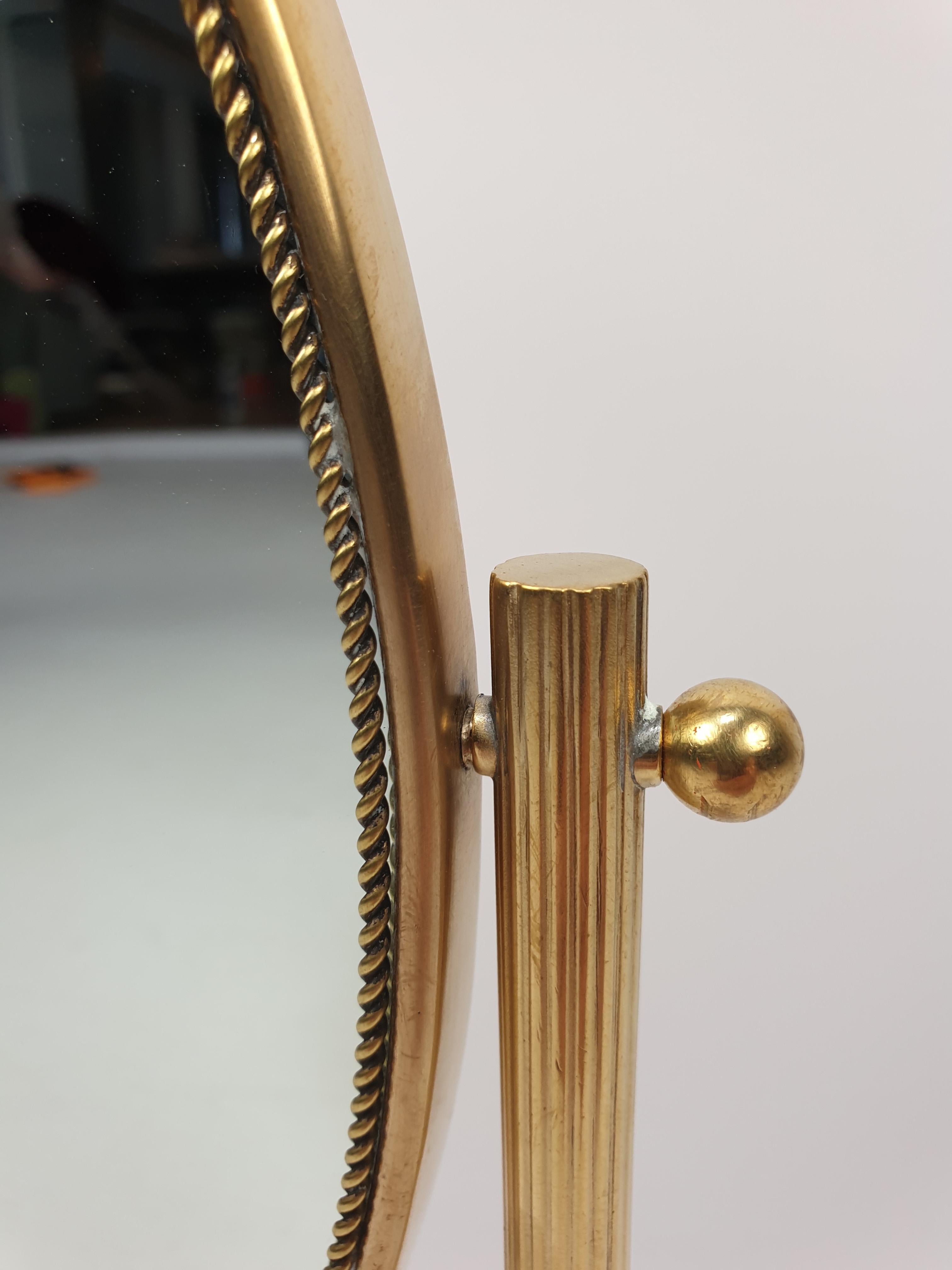 Hand-Crafted Italian Brass-Framed Vanity Mirror, 1950s