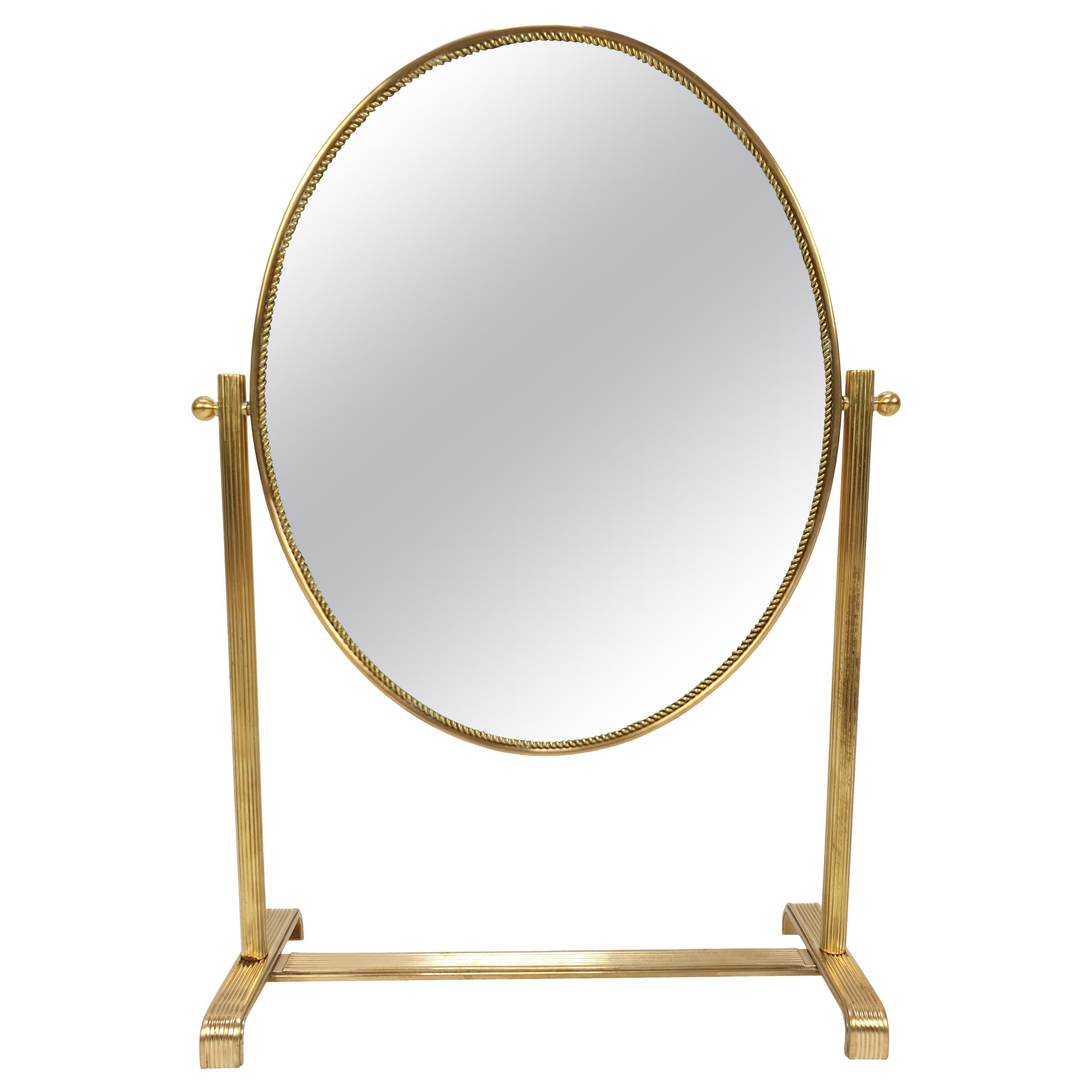 Italian Brass-Framed Vanity Mirror, 1950s