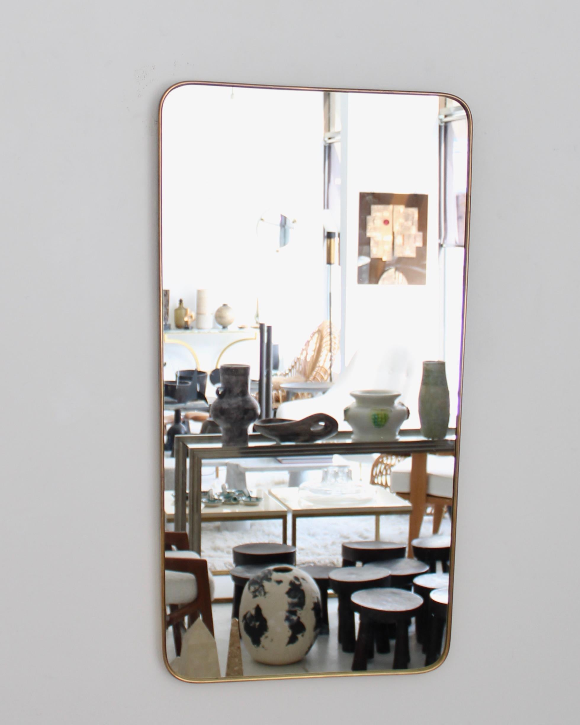 Mid-Century Modern Italian Brass Framed Vintage Mirror