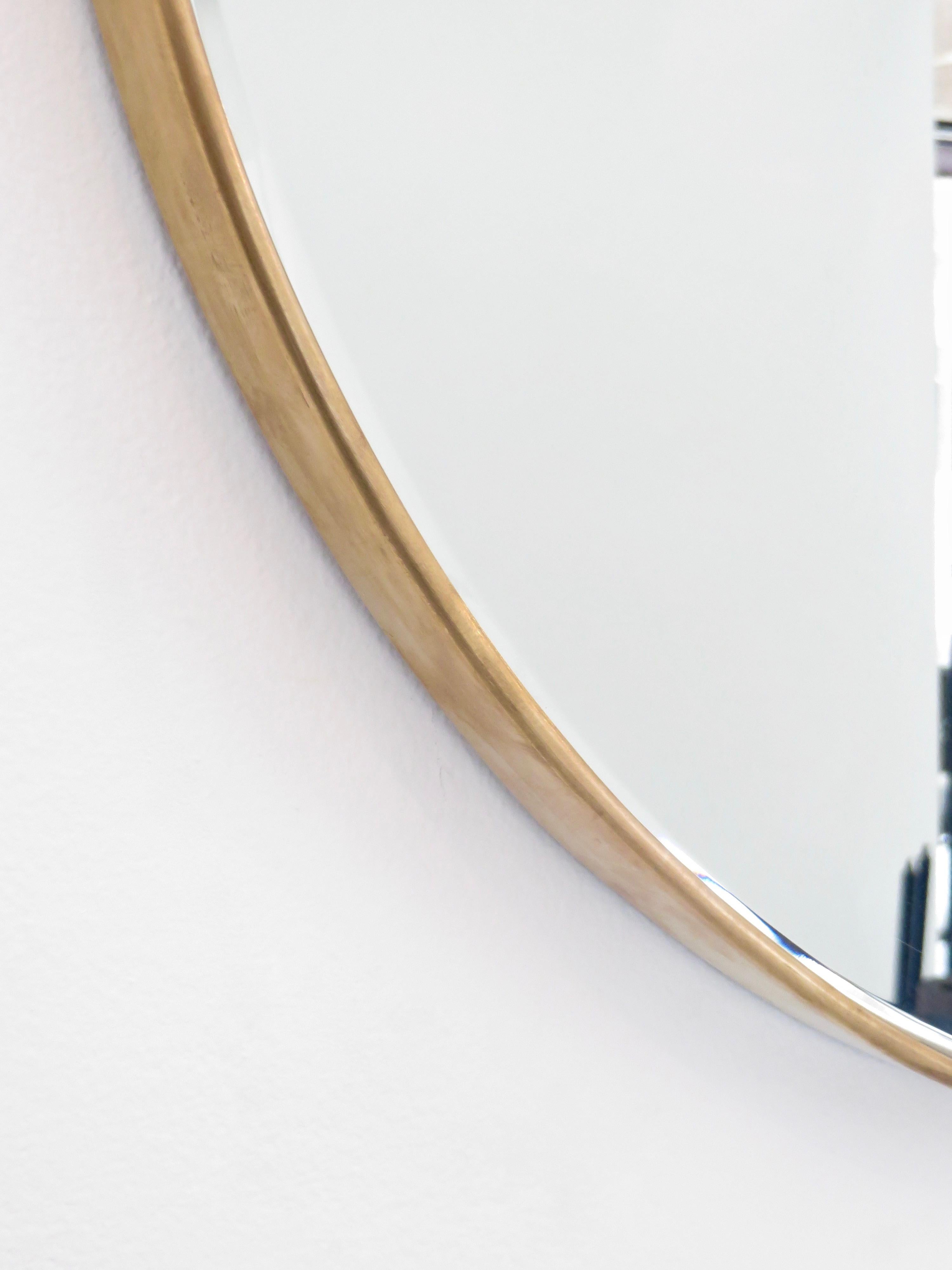 Italian Brass Framed Vintage Round Mirror with Bevel 3