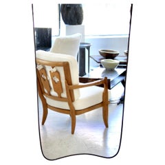 Italian Brass Framed Vintage Wall Mirror Black Patina Brass