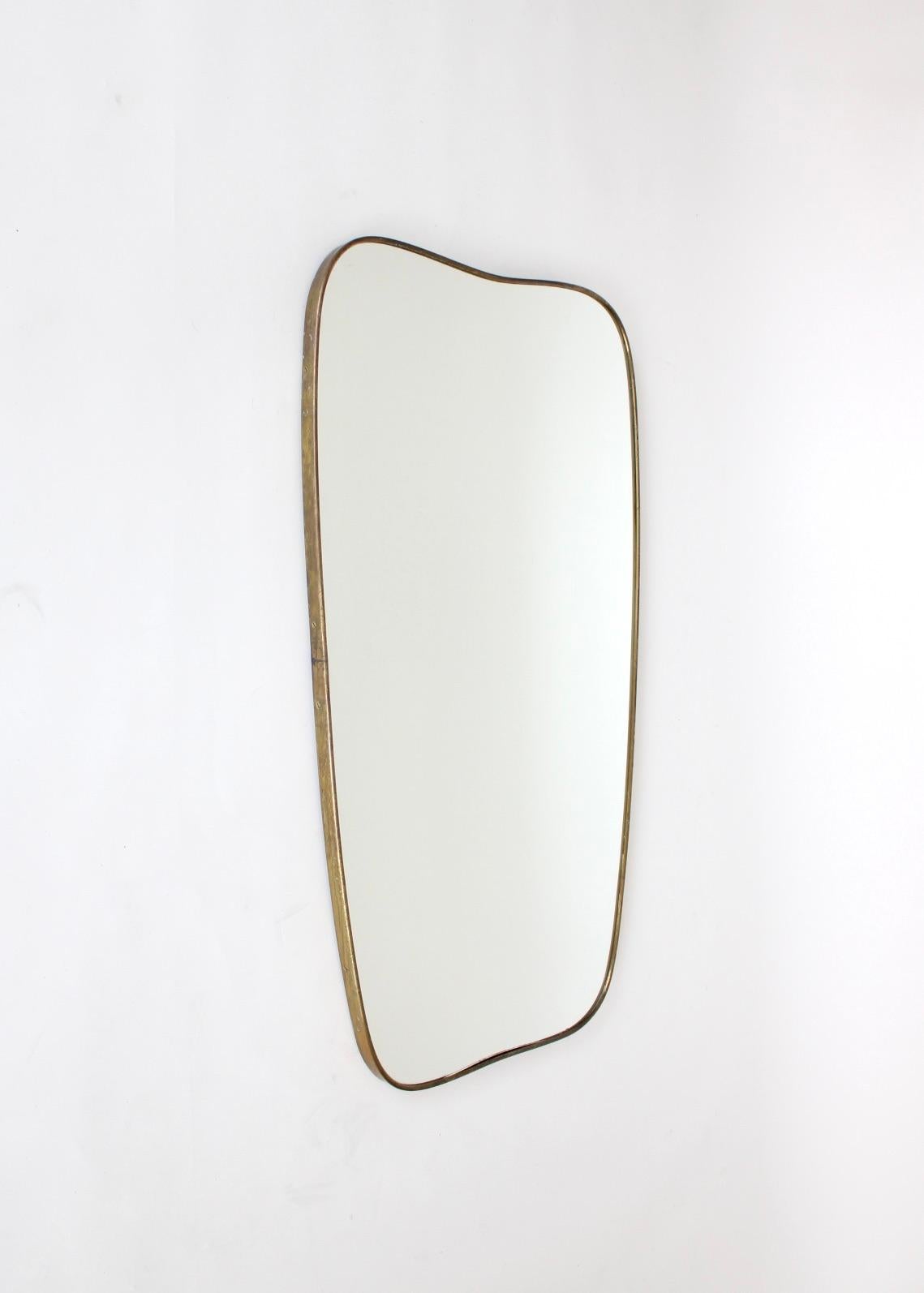 Italian Brass Framed Vintage Wall Mirror In Good Condition For Sale In Chicago, IL