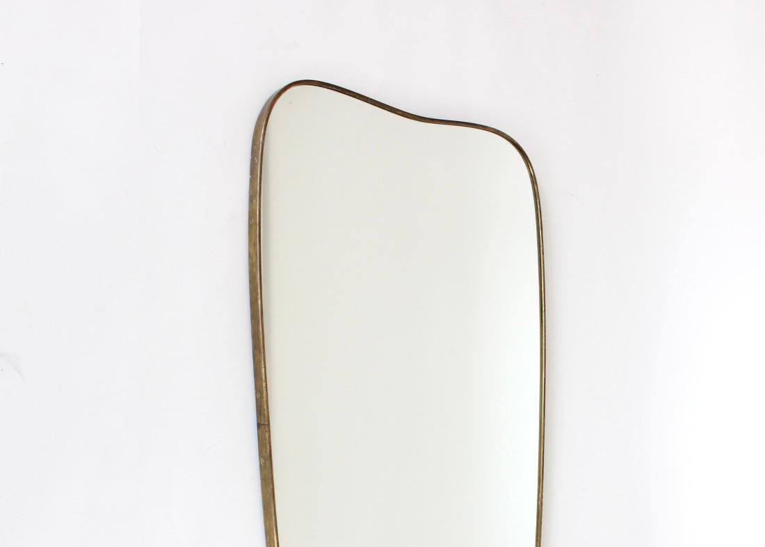 Mid-20th Century Italian Brass Framed Vintage Wall Mirror For Sale