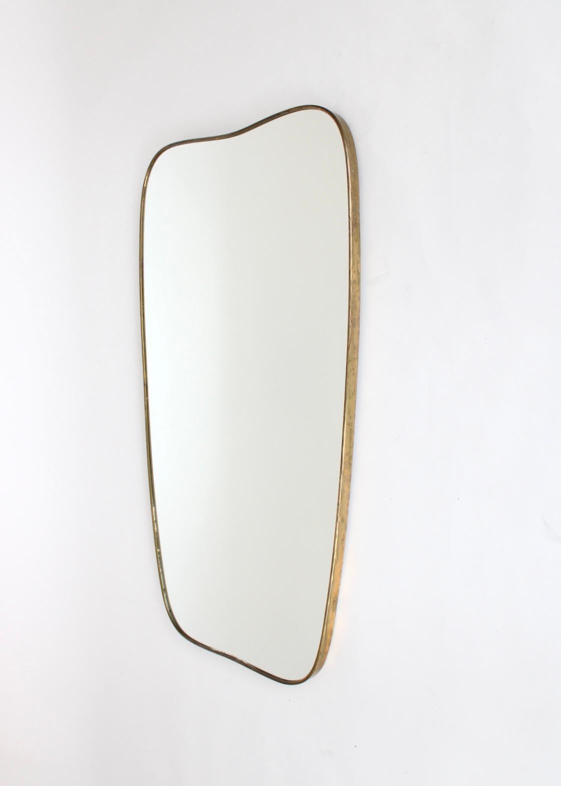 Italian Brass Framed Vintage Wall Mirror For Sale 1