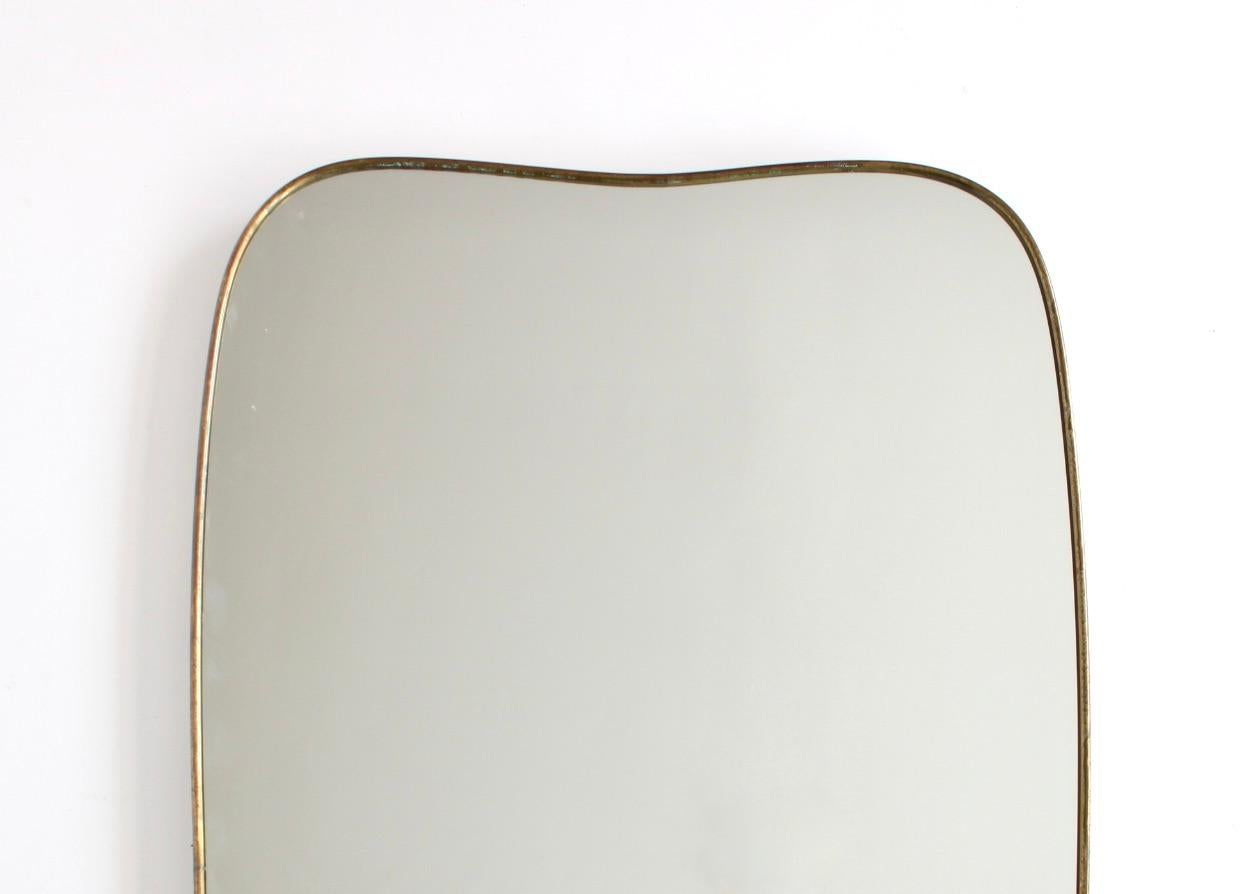 Italian Brass Framed Vintage Wall Mirror For Sale 2