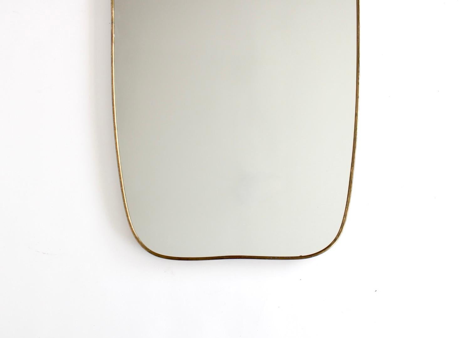 Italian Brass Framed Vintage Wall Mirror For Sale 3