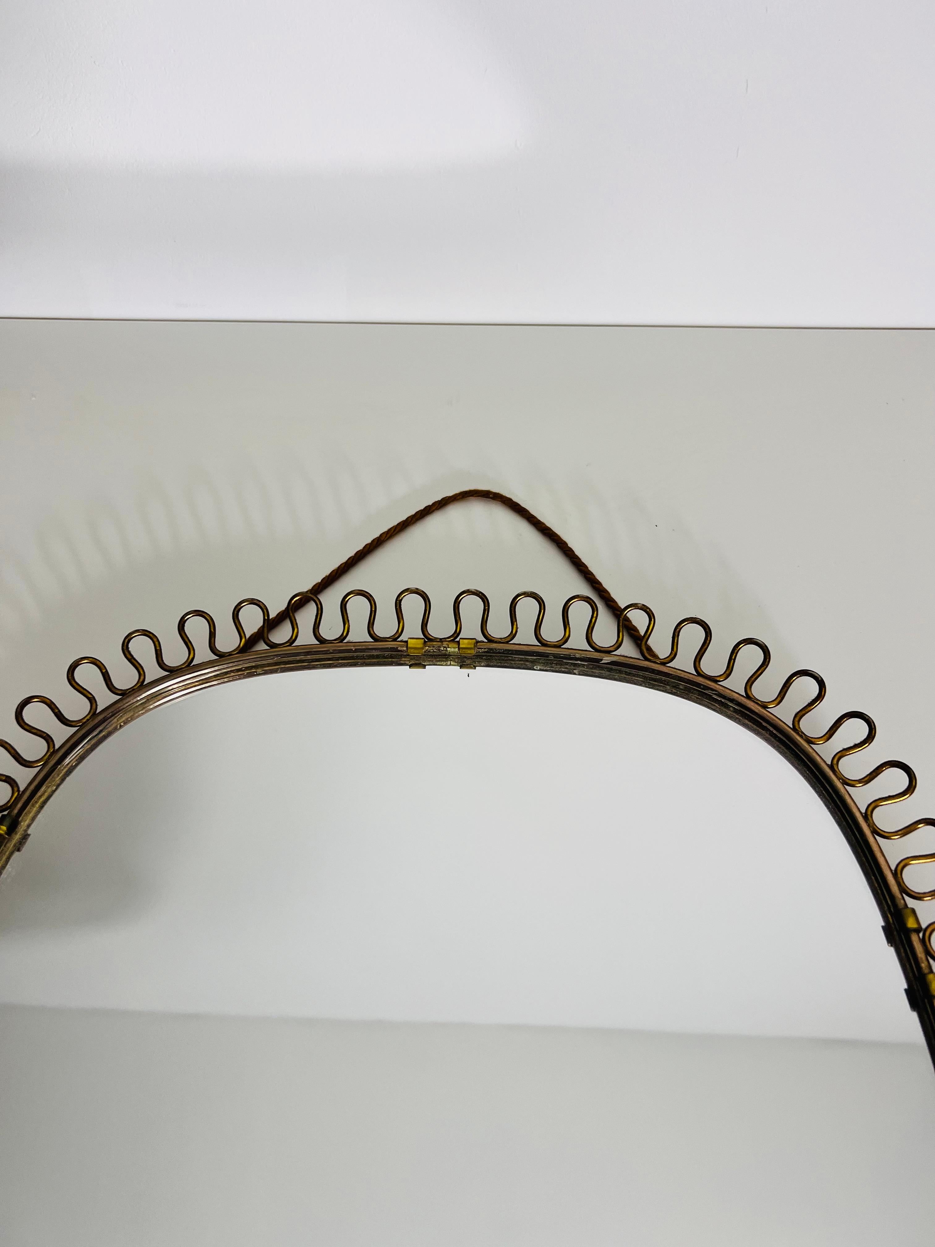 Italian Brass Framed Wall Mirror, 1960s, Italy 7