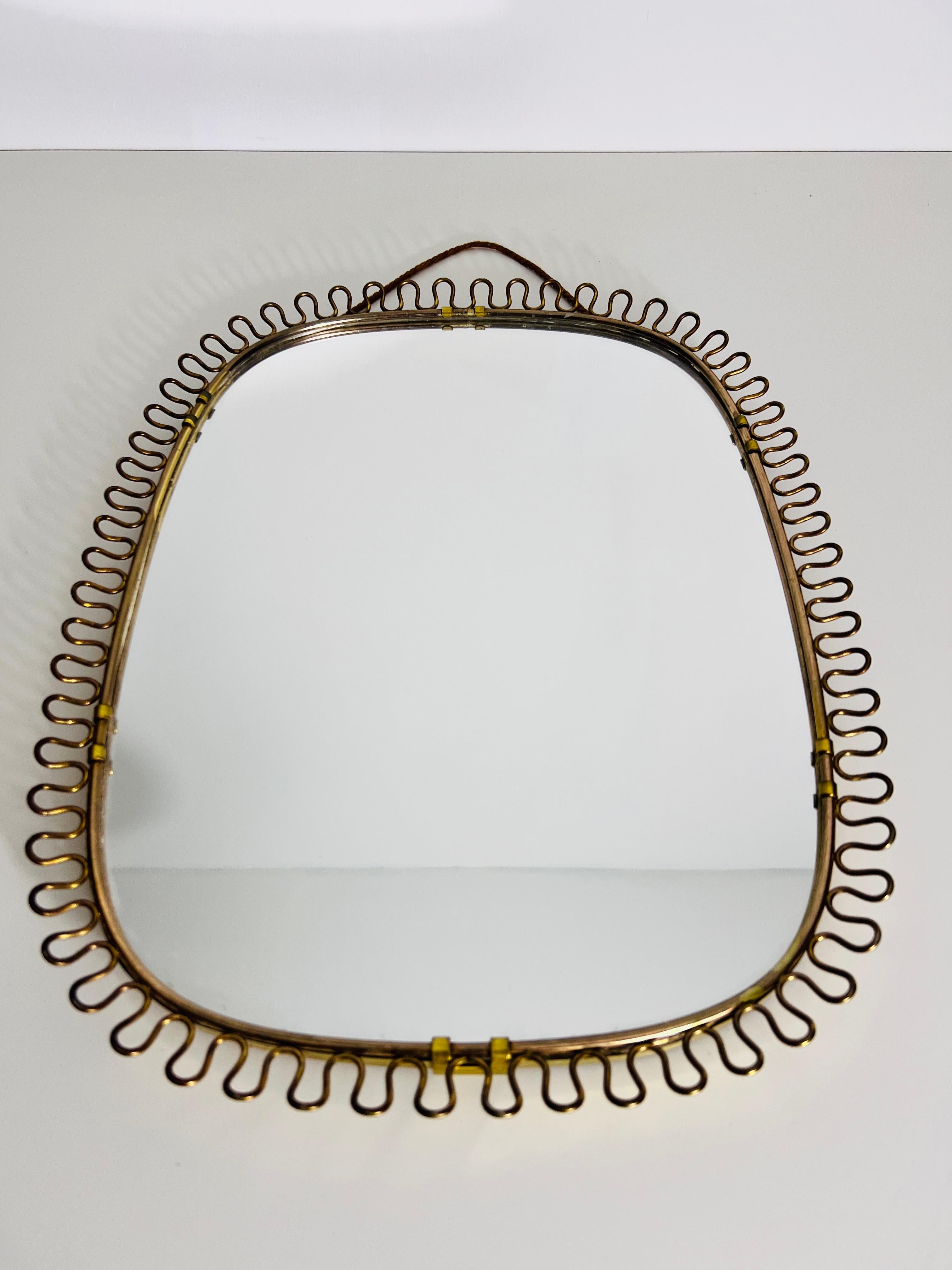 Italian Brass Framed Wall Mirror, 1960s, Italy 1