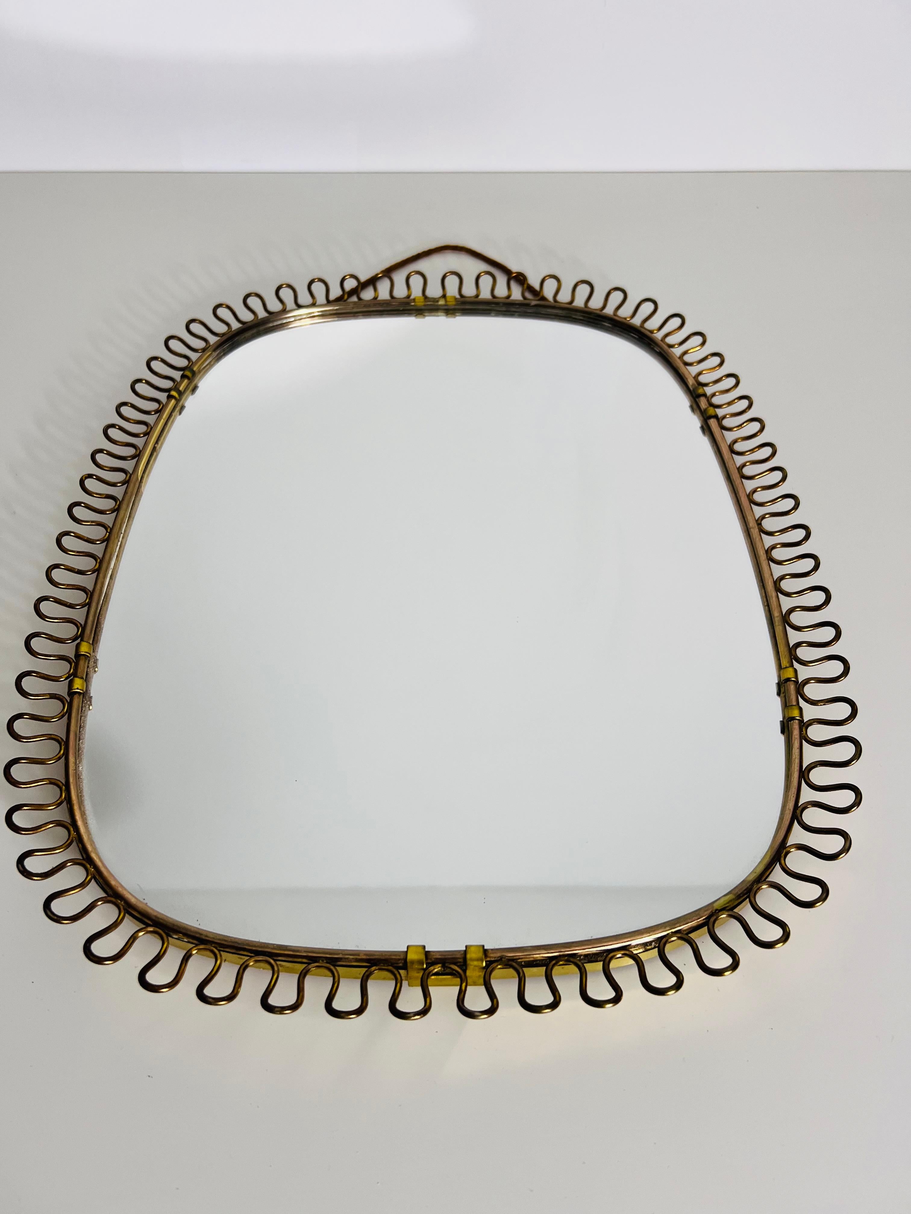 Italian Brass Framed Wall Mirror, 1960s, Italy 2