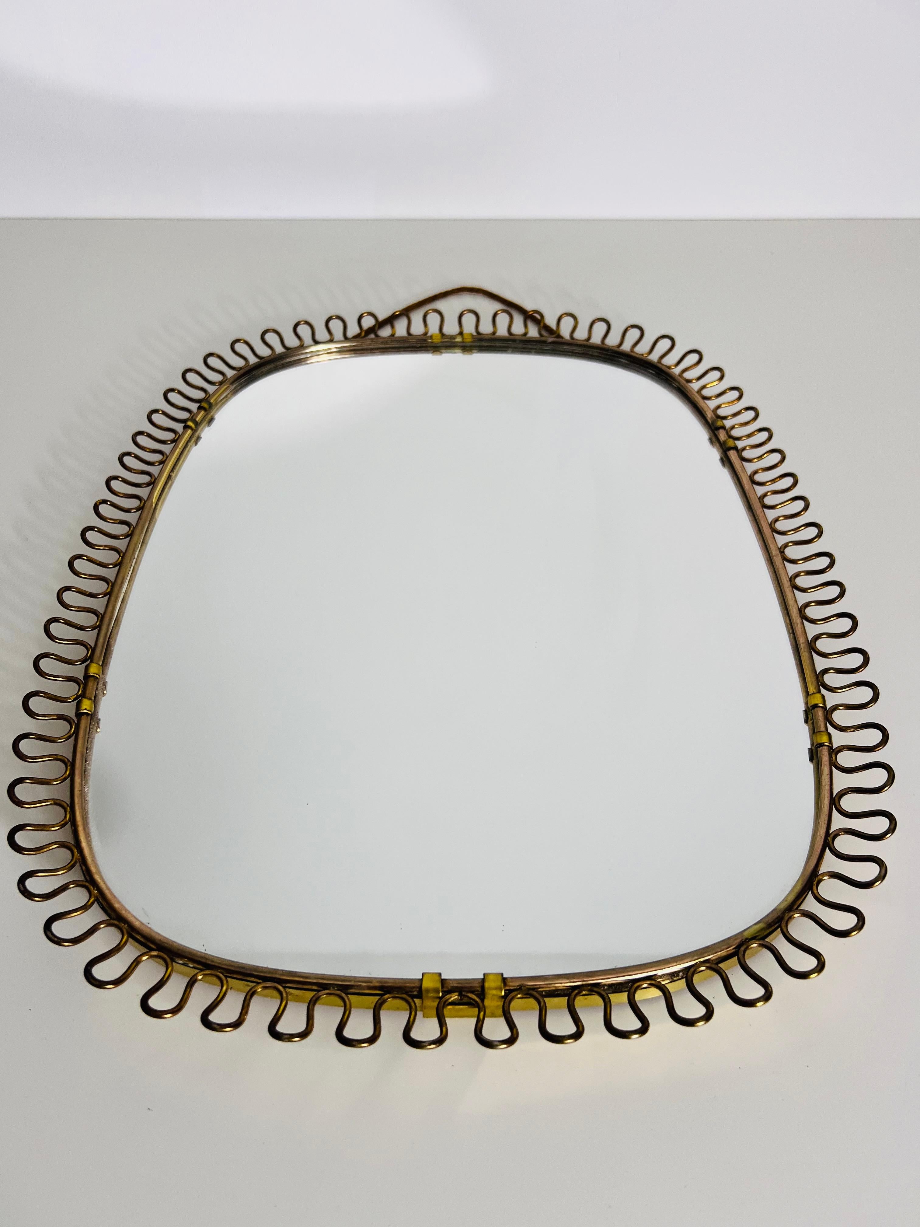 Italian Brass Framed Wall Mirror, 1960s, Italy 3