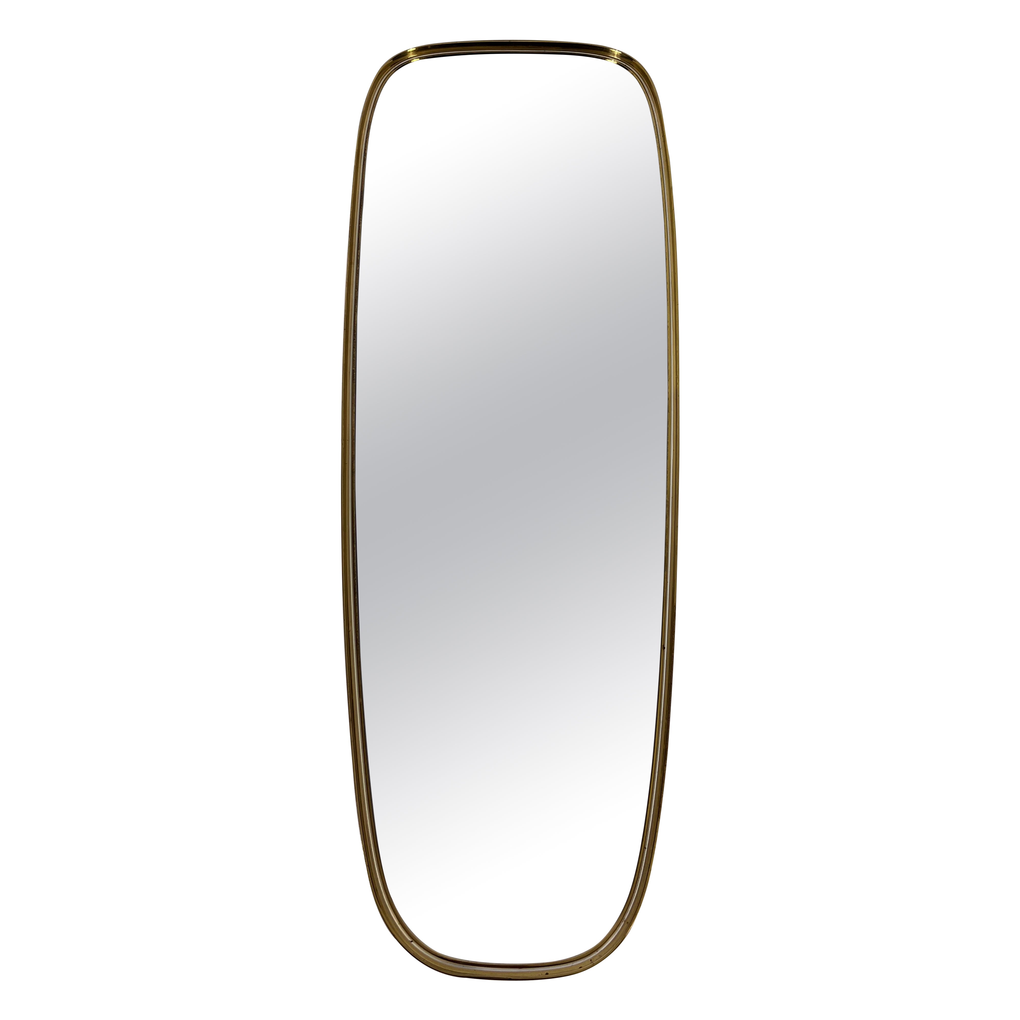 Italian Brass Framed Wall Mirror, 1960s, Italy