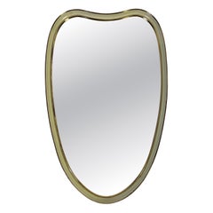 Italian Brass Framed Wall Mirror, 1960s, Italy