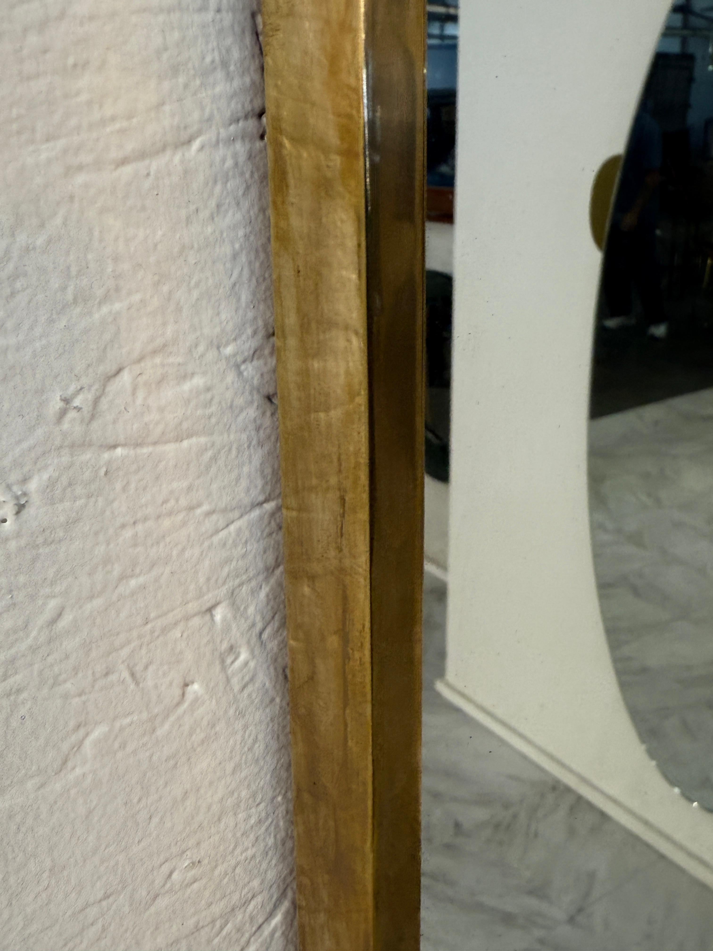 Italian Brass Framed Wall Mirror 1970s In Good Condition For Sale In Los Angeles, CA
