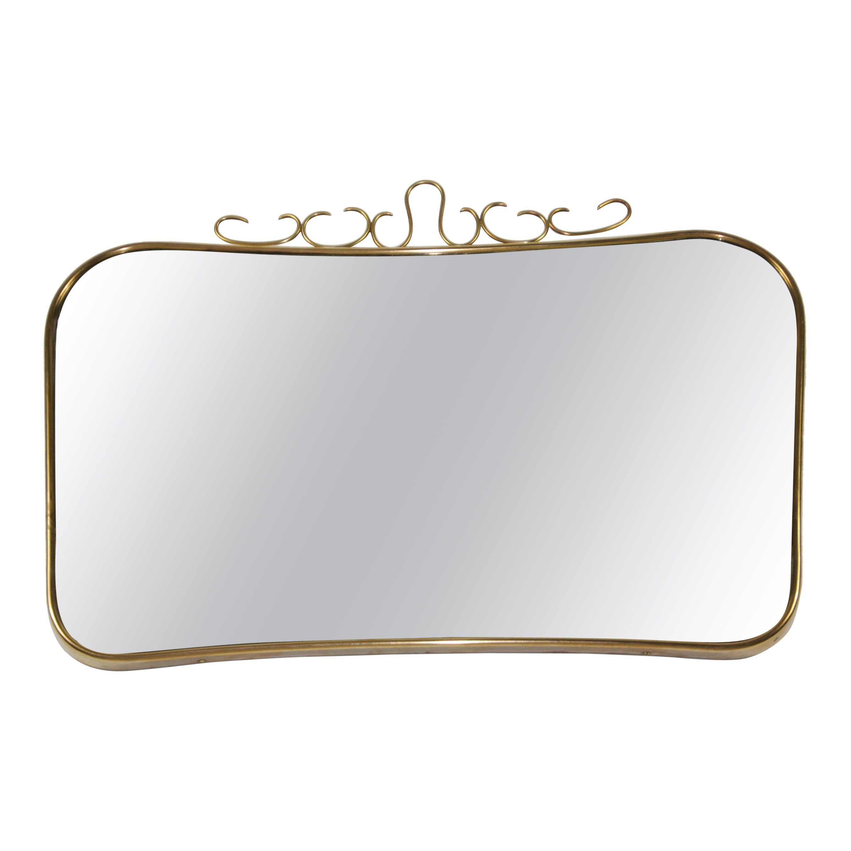 Miroir mural italien avec cadre en laiton attribué à Gio Ponti, années 1960, Italie en vente