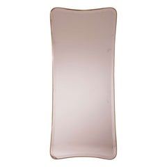Italian Brass-Framed Wall Mirror with Soft Rectangular Form, Early 1960s