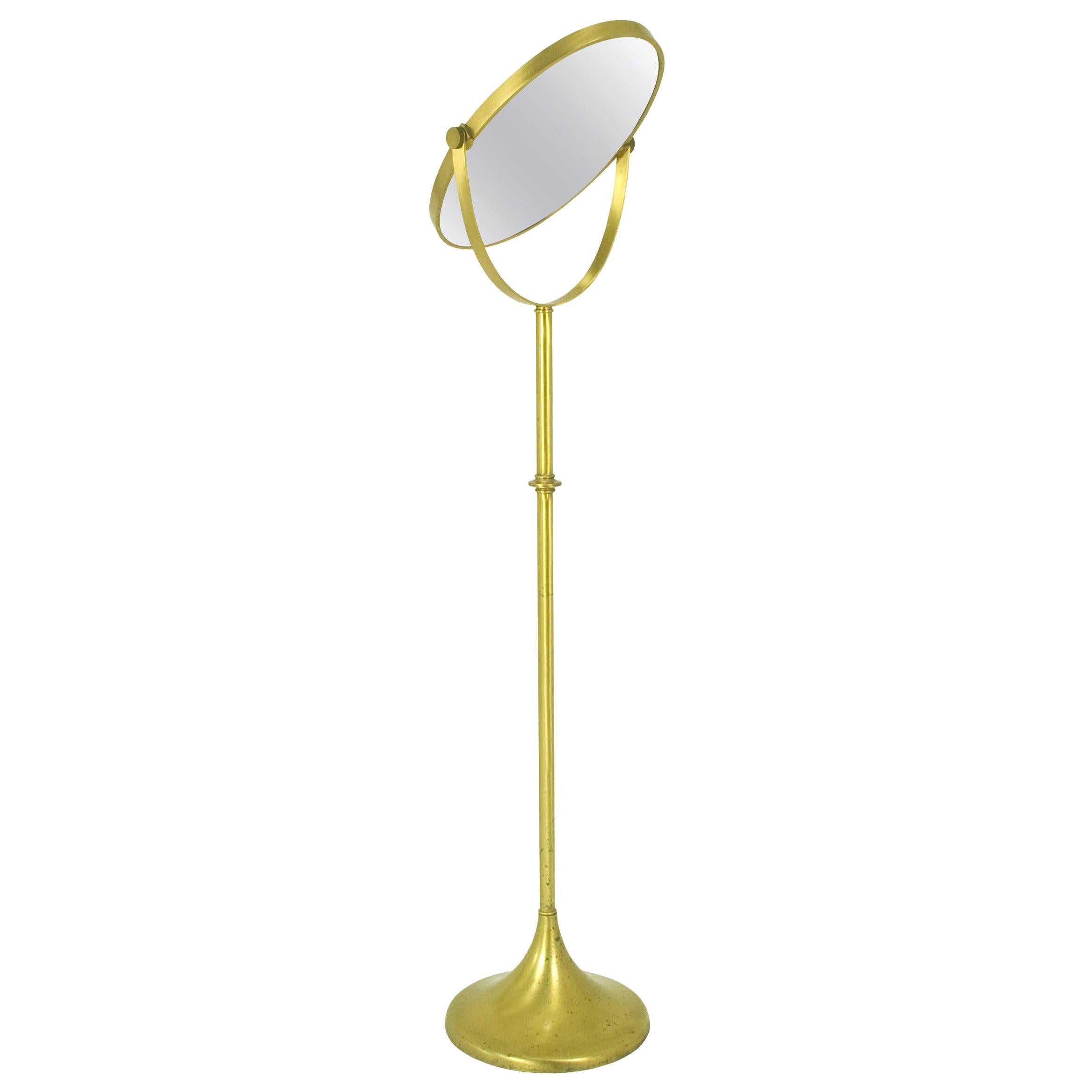 Italian Brass Freestanding andTilting 1960/1970s Floor Mirror