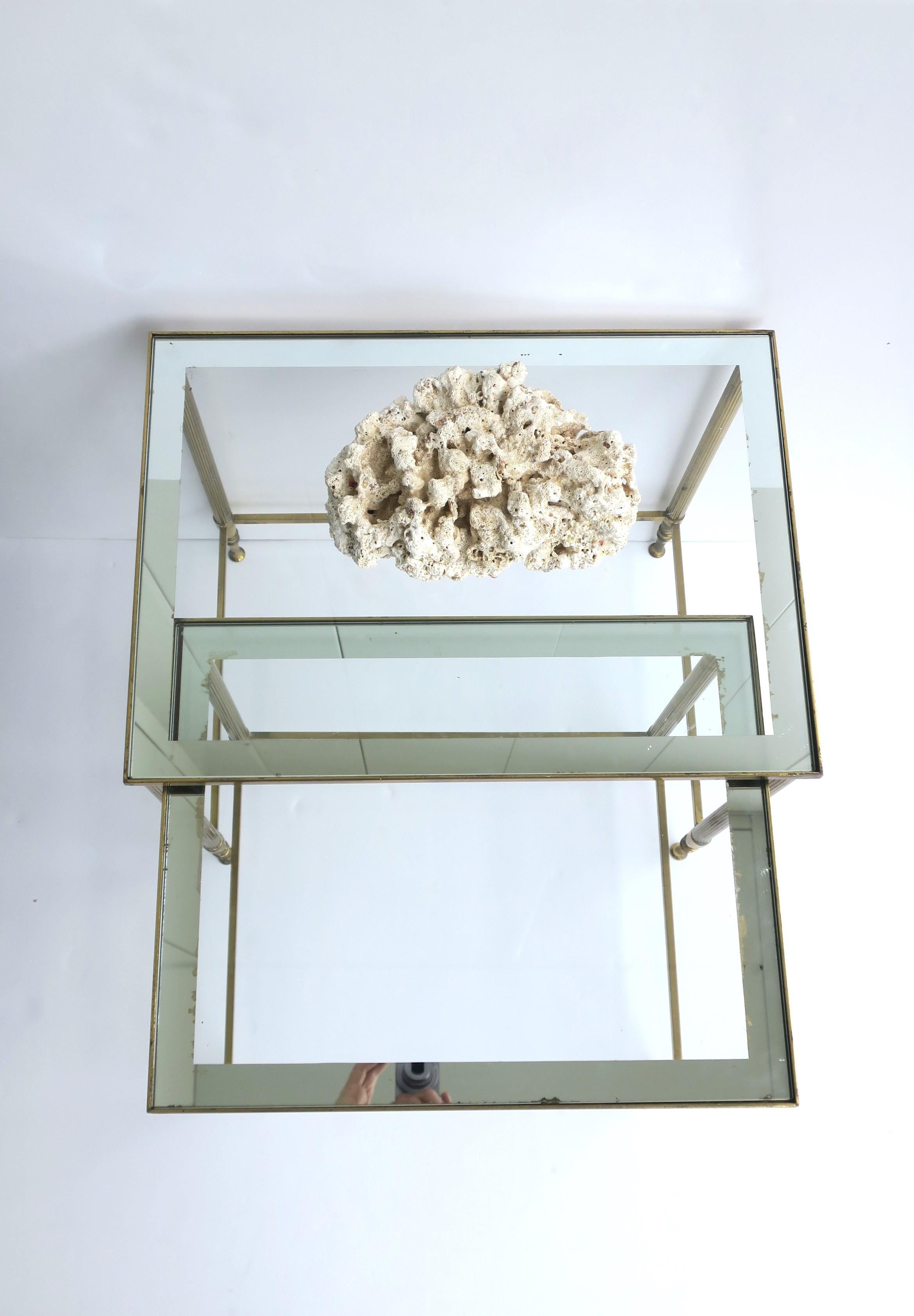 Italian Brass Glass Nesting End Tables Directoire Maison Jansen Style, Set For Sale 7