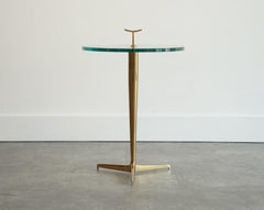Italian Brass & Glass Side Table in the Style of Gio Ponti