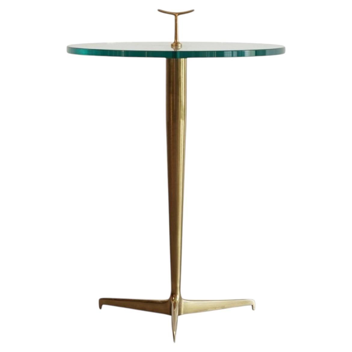 Italian Brass & Glass Side Table in the Style of Gio Ponti