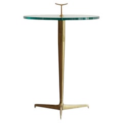 Italian Brass & Glass Side Table in the Style of Gio Ponti