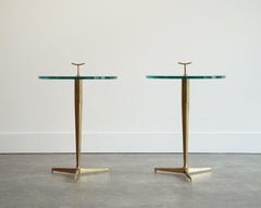 Tables d'appoint italiennes en laiton et verre dans le style de Gio Ponti