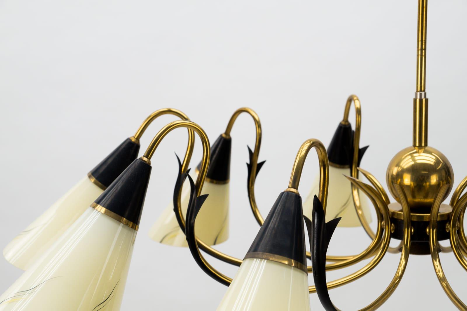 Italian Brass & Glass Sputnik Chandelier with 10 Lights, 1950s For Sale 6