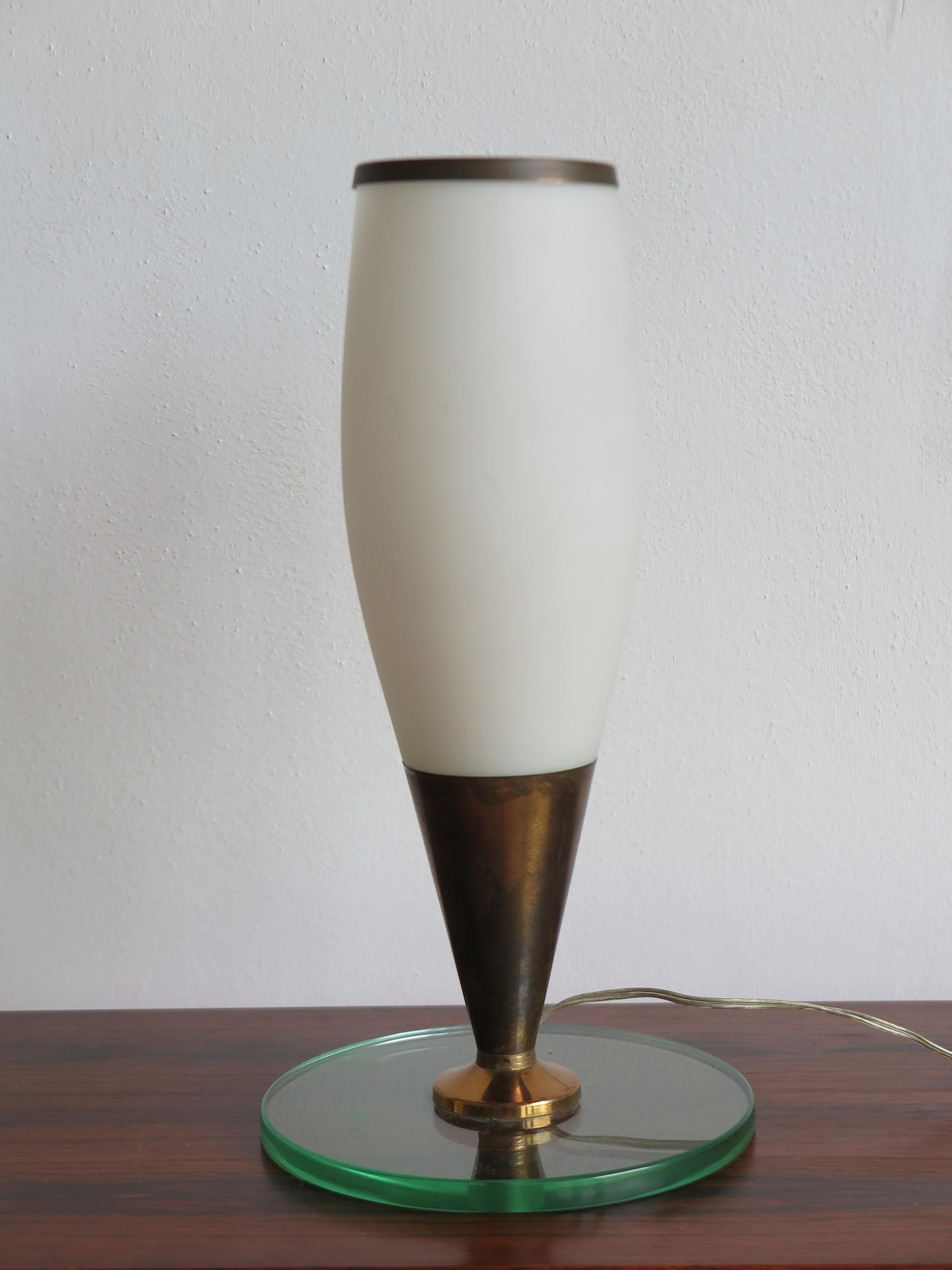 Mid-Century Modern Italian Brass Glass Table Lamp, 1950s For Sale