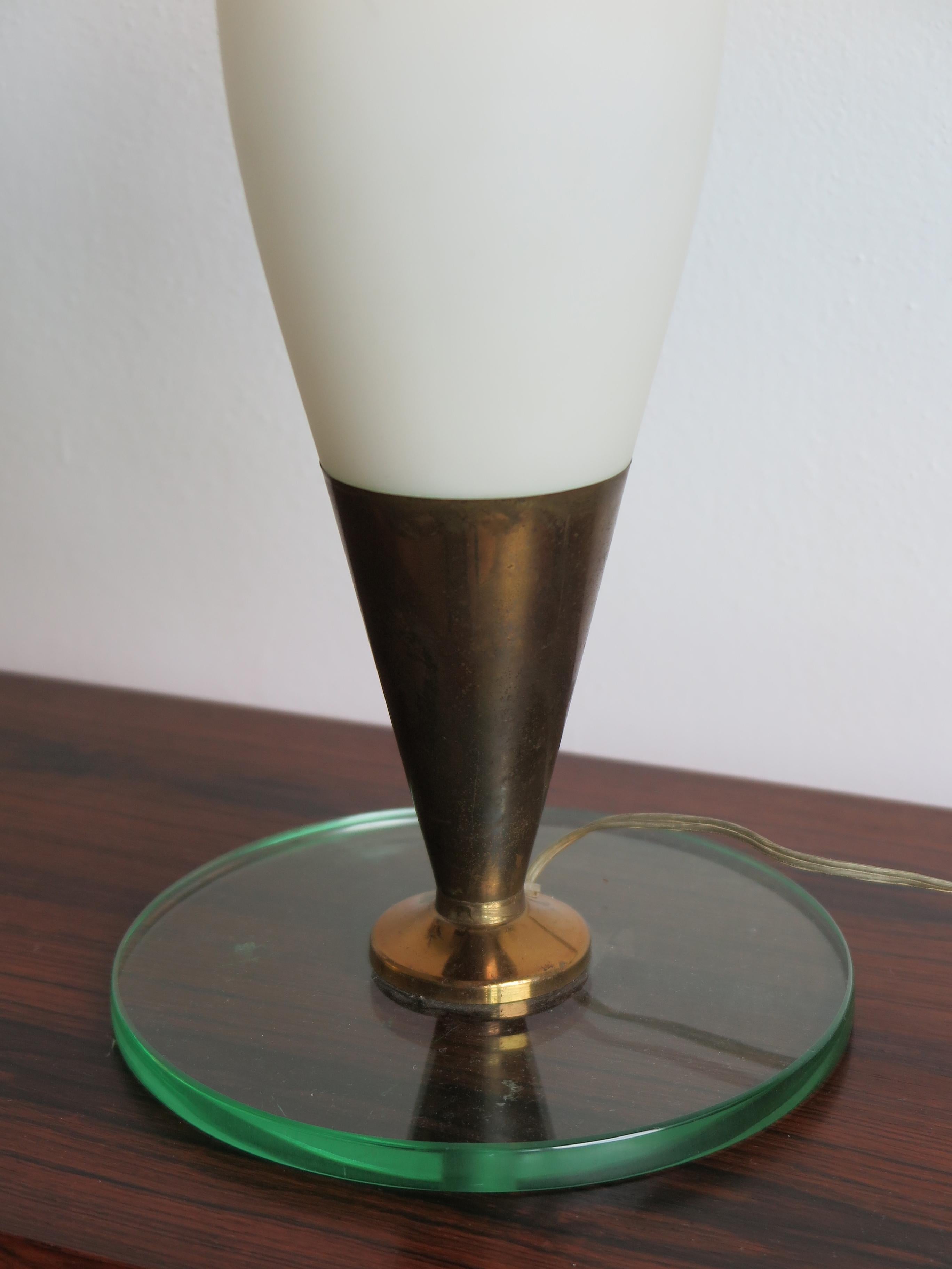 Italian Brass Glass Table Lamp, 1950s For Sale 2