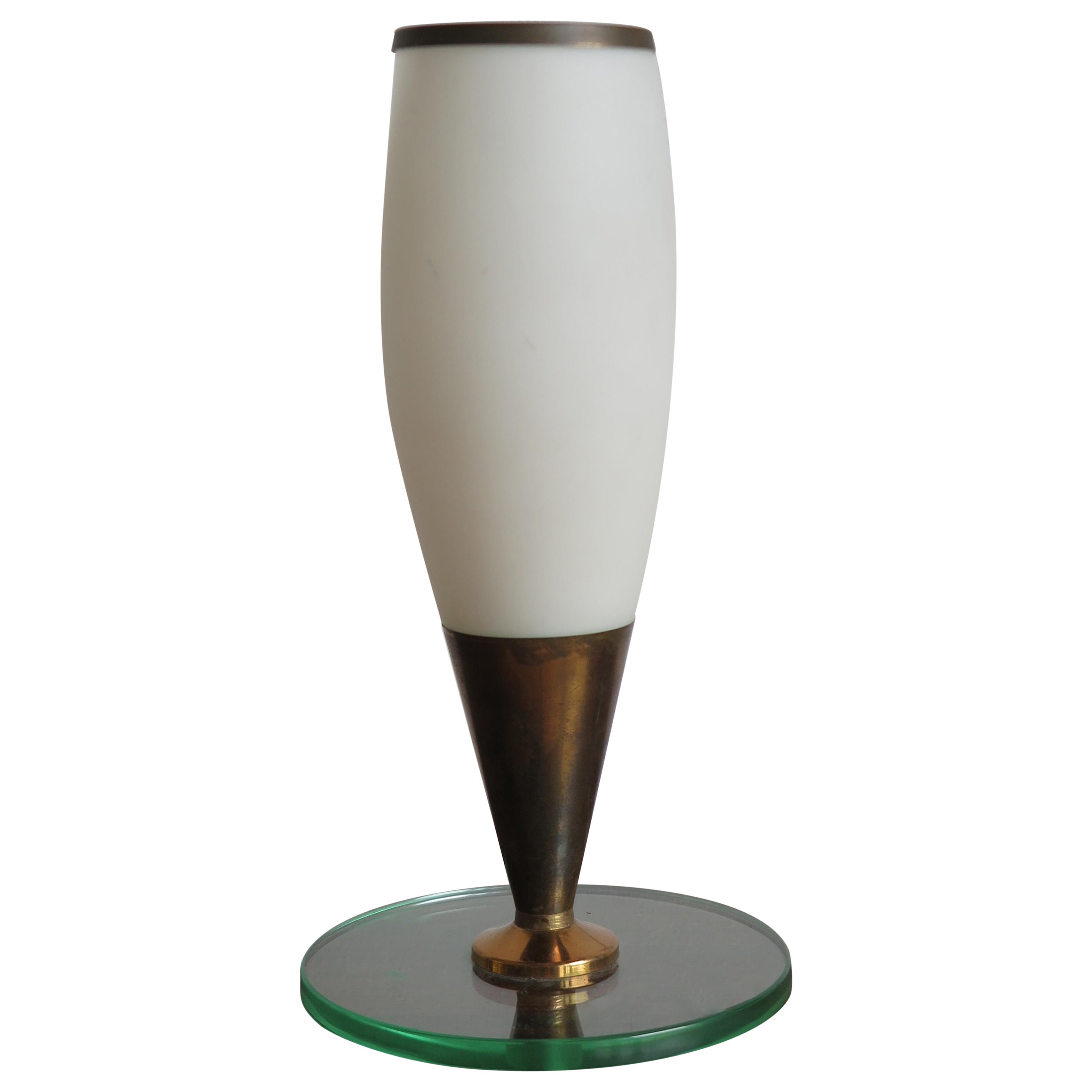 Lampada da tavolo italiana in ottone e vetro, anni '50