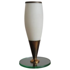 Lampada da tavolo italiana in ottone e vetro, anni '50
