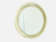Italian Brass Golden Cristal Mirror by Cristal Arte, 1960s