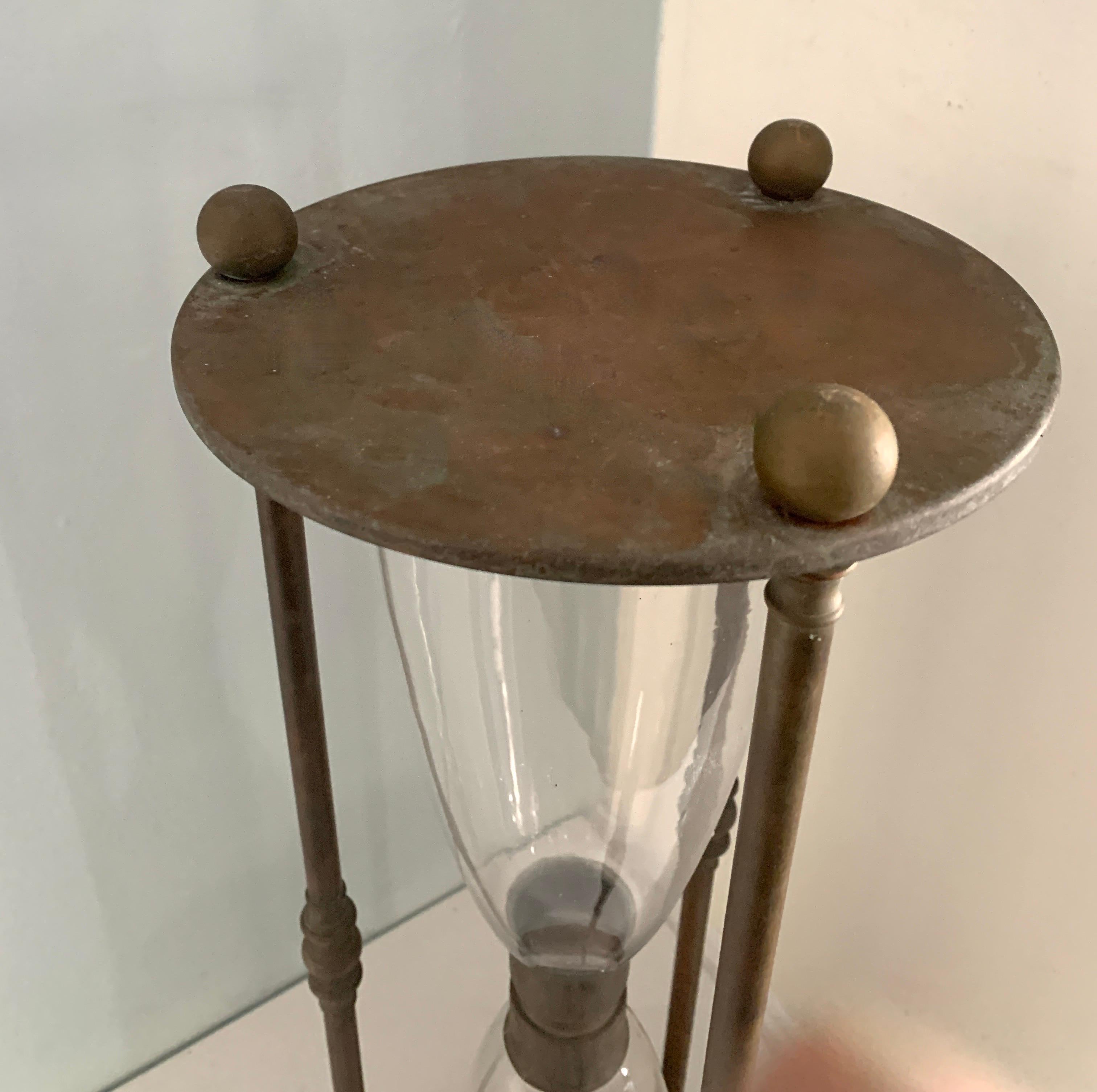 Italian Brass Hour Glass or Sand Timer In Good Condition In Los Angeles, CA