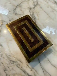 Italian Brass-Inlaid Wood Box, 1970s