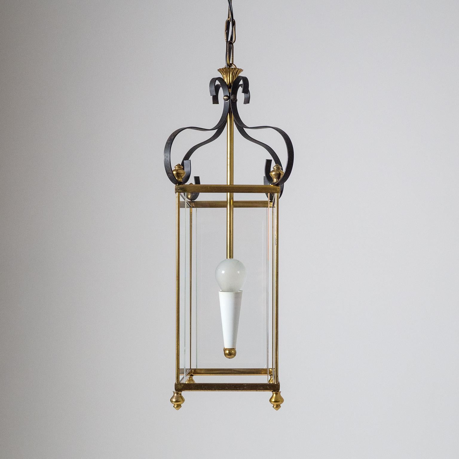 Steel Italian Brass Lantern, circa 1960