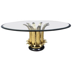 Italian brass leaf and marble coffee table, 1970s