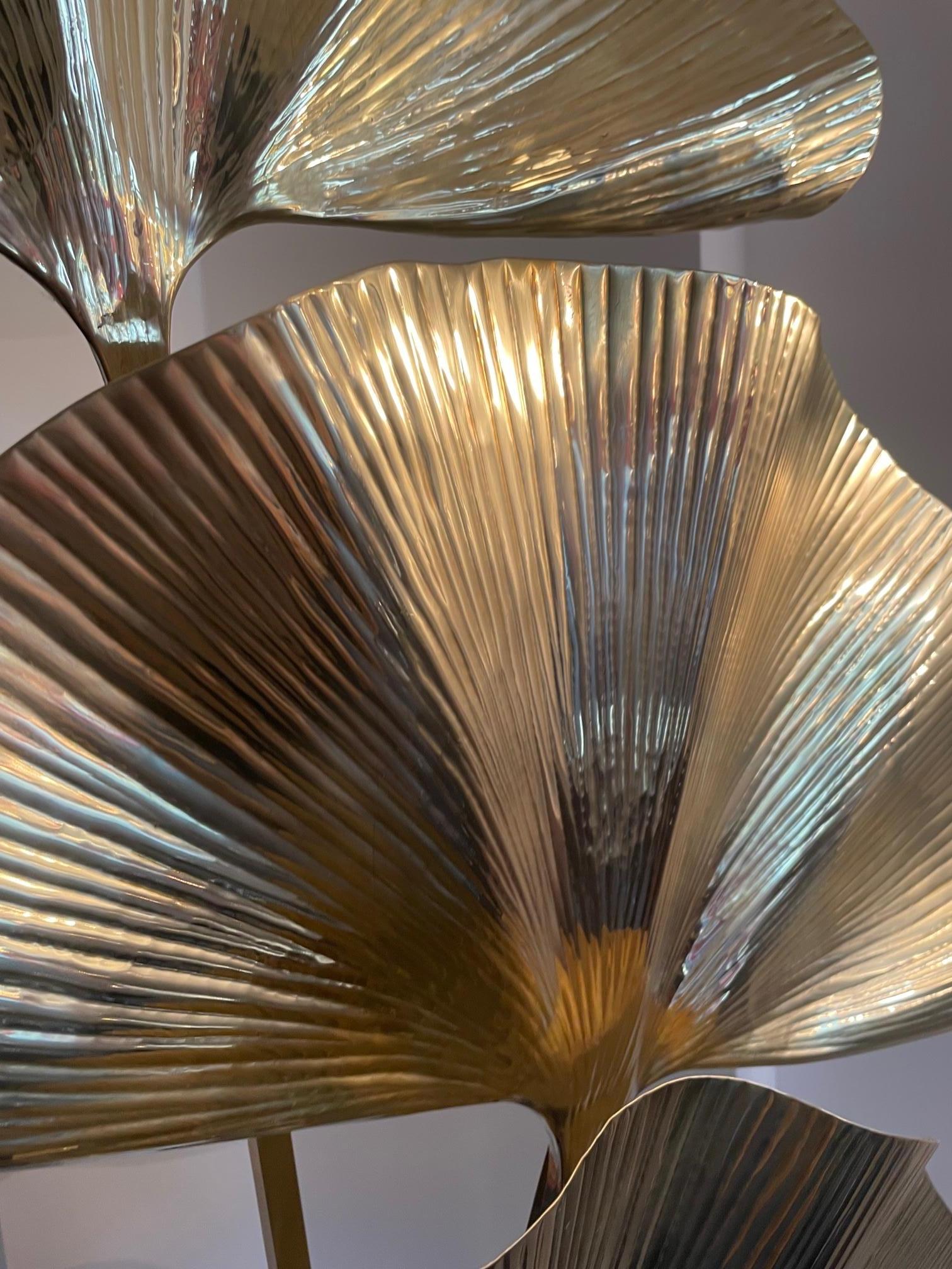 Italian Brass Leaf-Shaped Floor Lamp 1