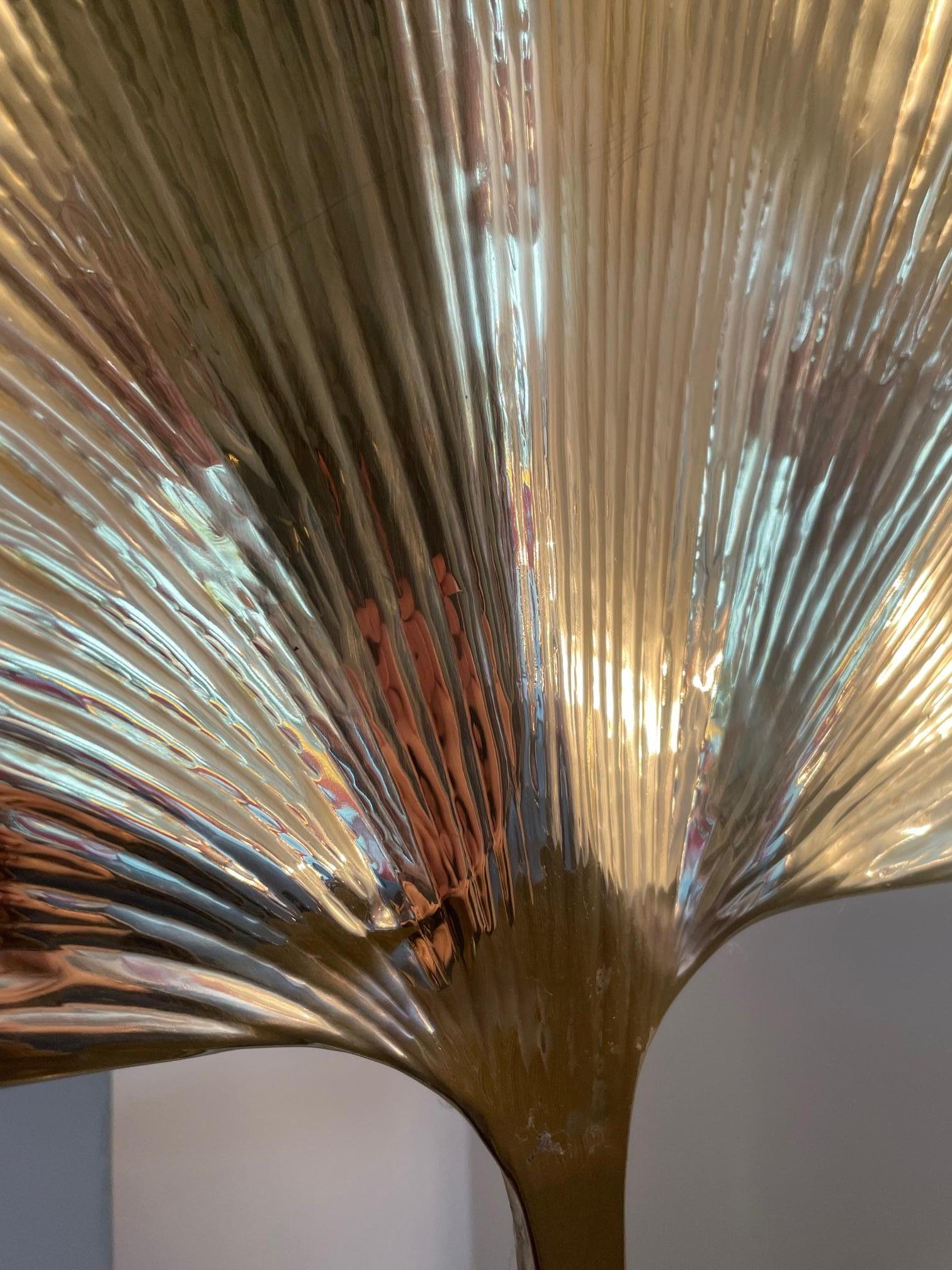 Italian Brass Leaf-Shaped Floor Lamp 2
