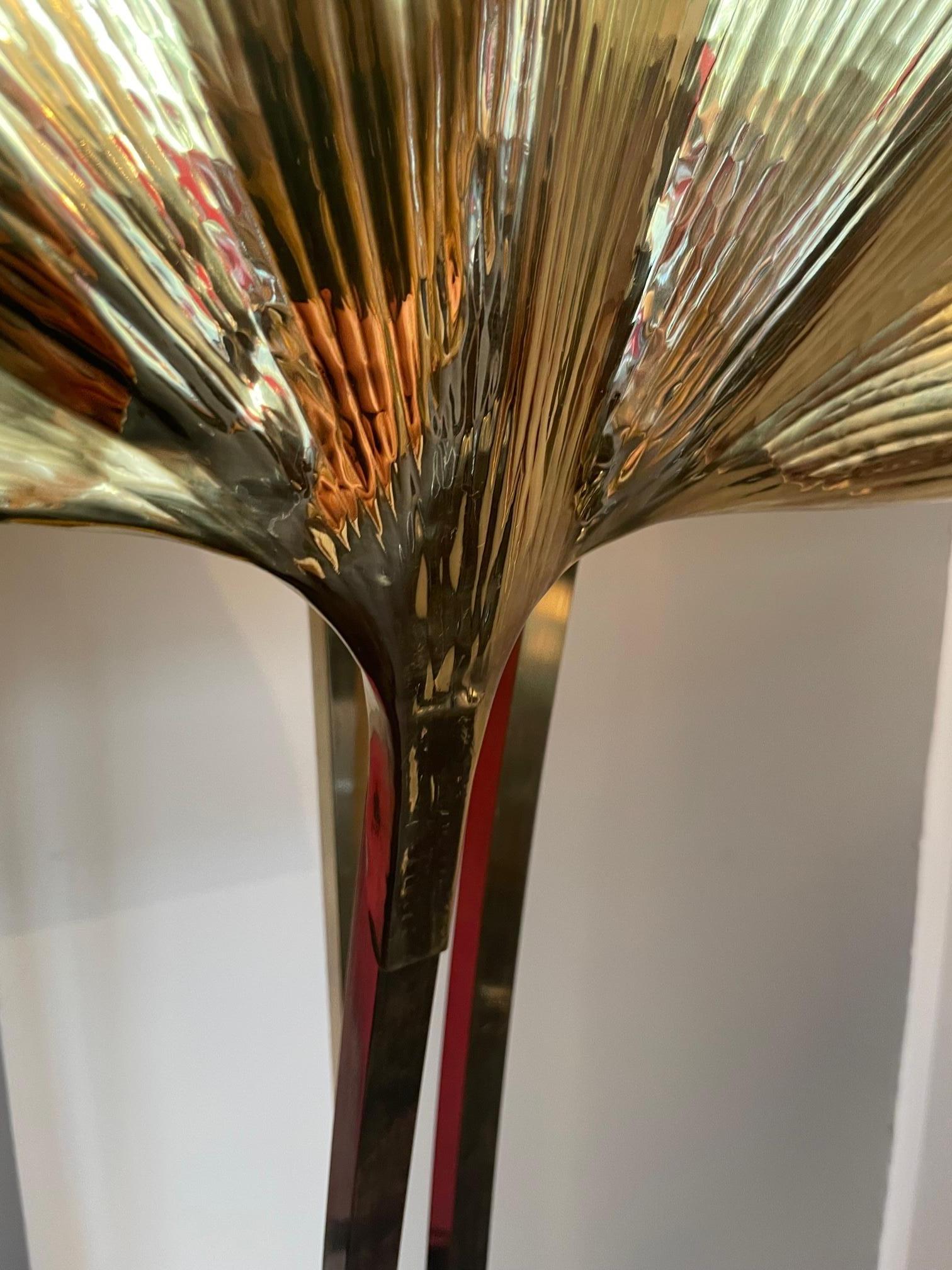 Italian Brass Leaf-Shaped Floor Lamp 3
