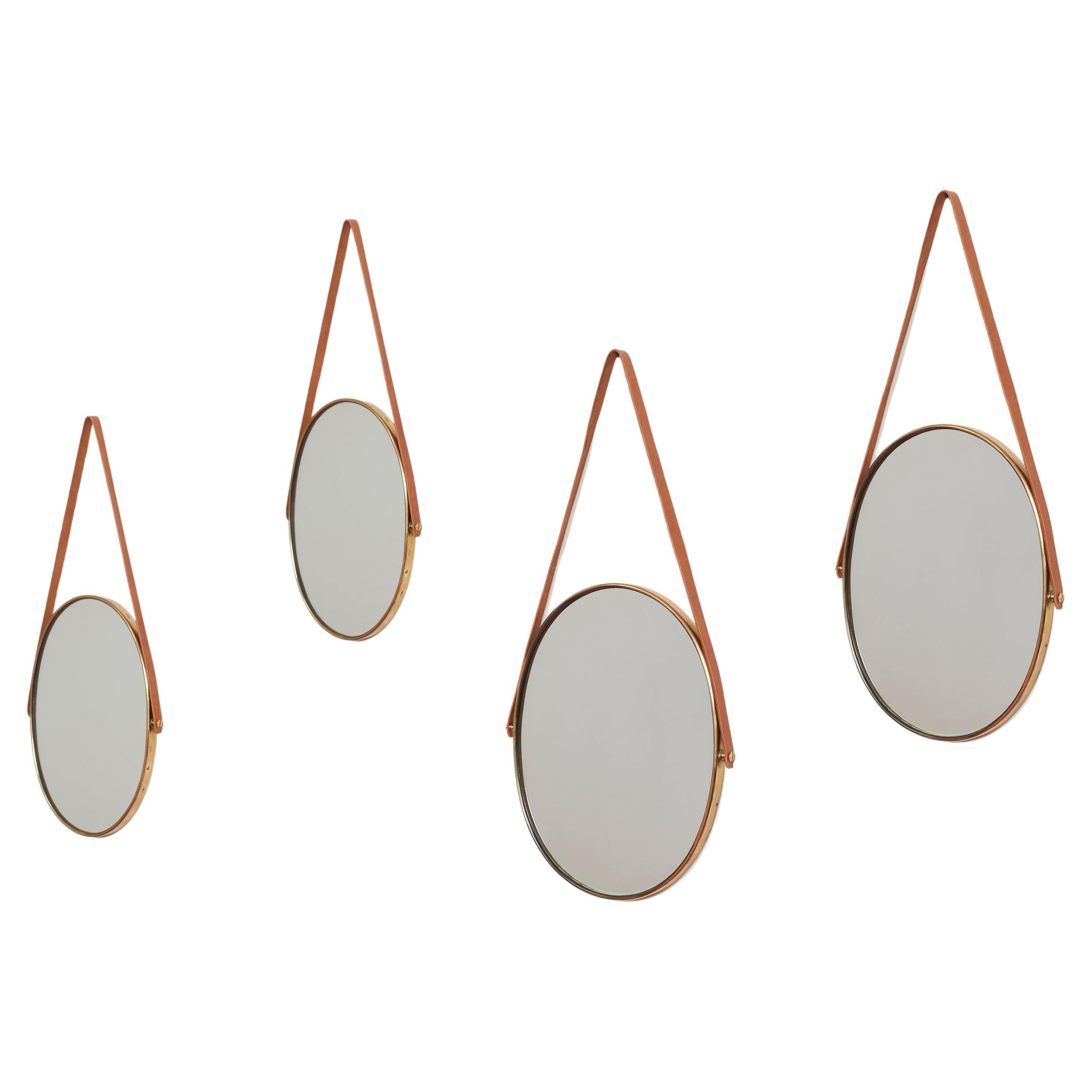 Italian Brass & Leather Mirrors For Sale