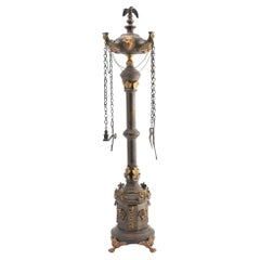 Italian Brass Lucerne Oil Lamp with Contrasting Gilt Embellishments '1800'