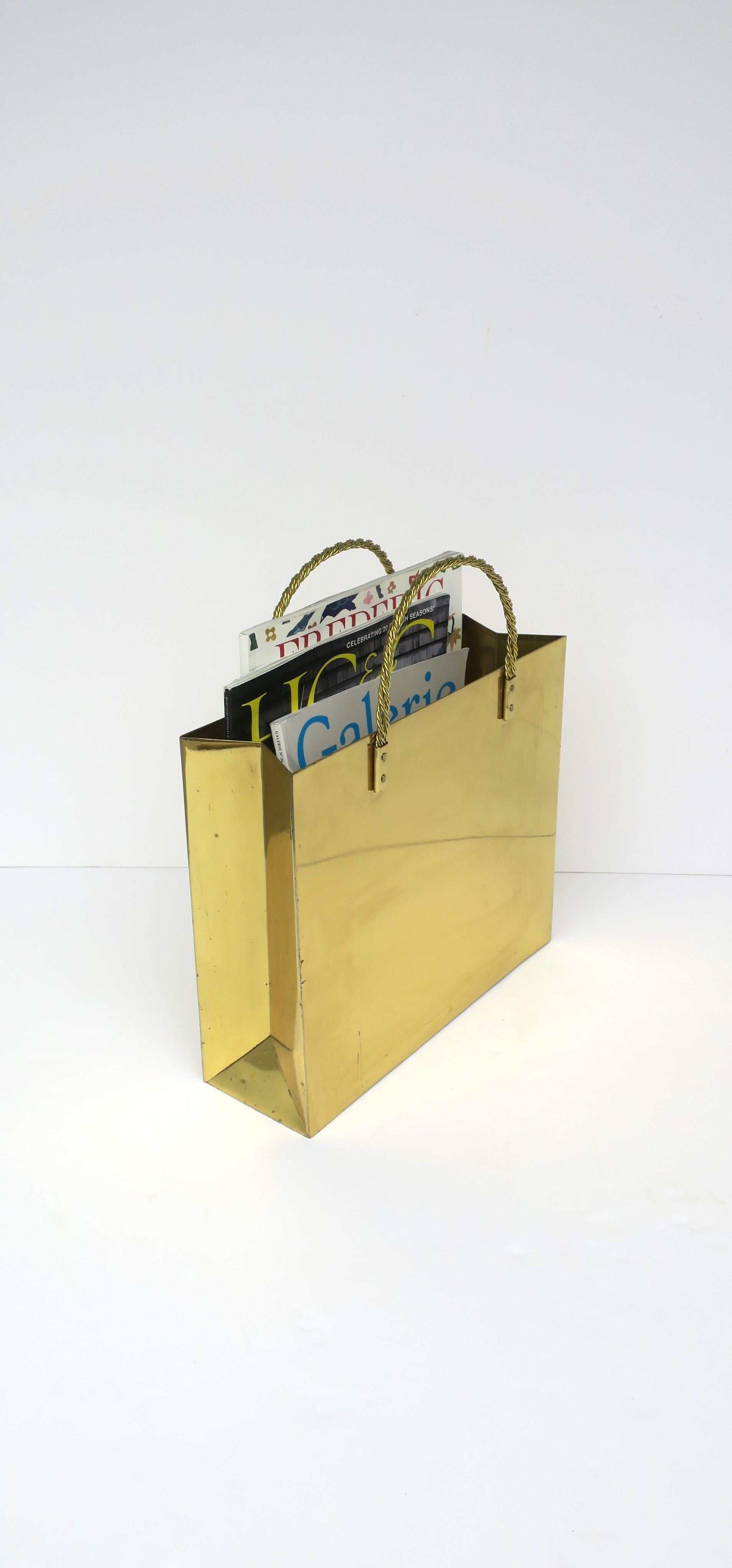 20th Century Italian Brass Magazine Holder after Willy Rizzo For Sale