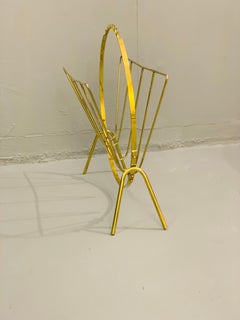 Italian Brass Magazine Rack, 1960s