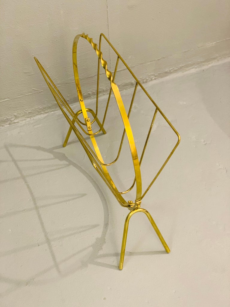 Italian Brass Magazine Rack, 1960s For Sale at 1stDibs