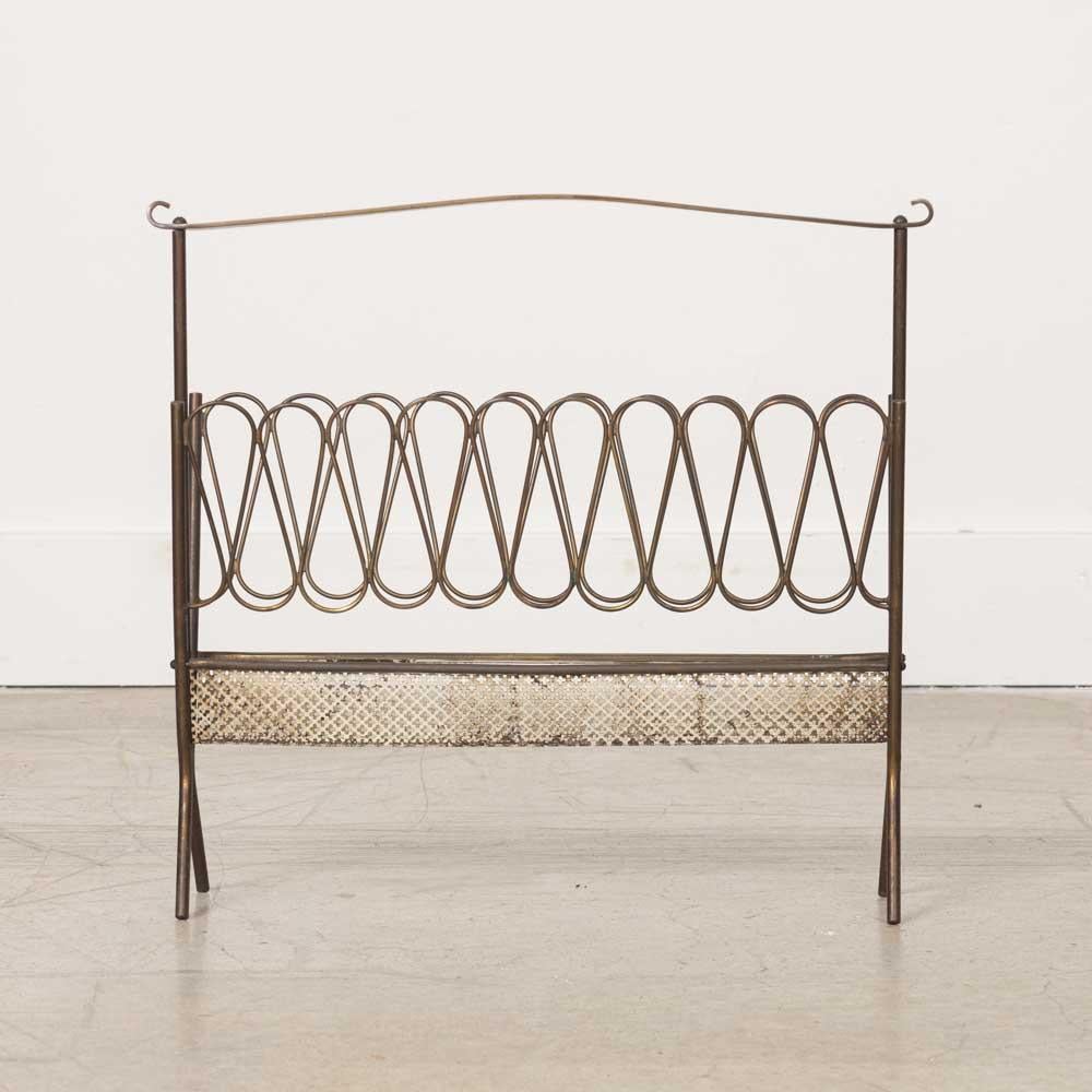 20th Century Italian Brass Magazine Rack For Sale