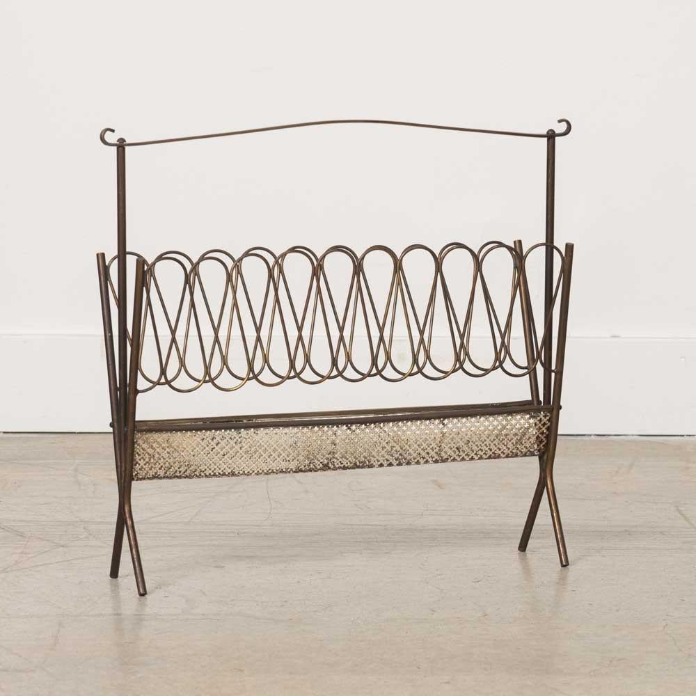Italian Brass Magazine Rack For Sale 2