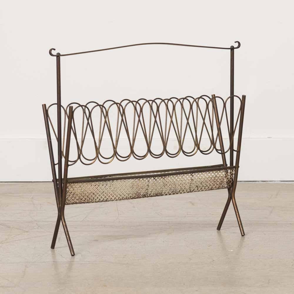 Italian Brass Magazine Rack For Sale 3